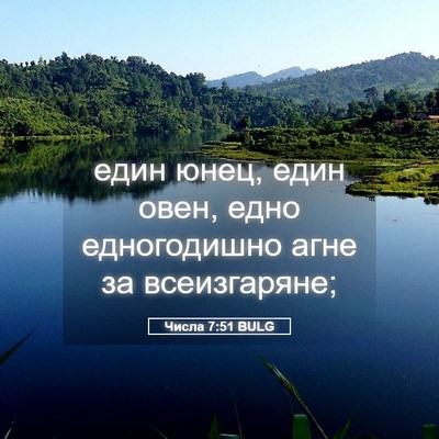 Picture 05 - Числа 7:51 BULG - един юнец, един овен, едно - Bible Verse Picture