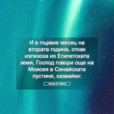 Picture 05 - Числа 9:1 BULG - И в първия месец на втората - Bible Verse Picture