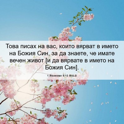 Picture 06 - 1 Йоаново 5:13 BULG - Това писах на вас, които - Bible Verse Picture