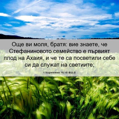 Picture 06 - 1 Коринтяни 16:15 BULG - Още ви моля, братя: вие - Bible Verse Picture