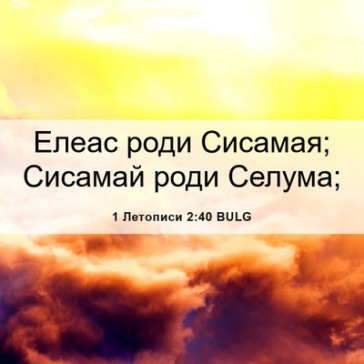 Picture 06 - 1 Летописи 2:40 BULG - Елеас роди Сисамая; - Bible Verse Picture