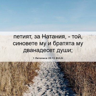 Picture 06 - 1 Летописи 25:12 BULG - петият, за Натания, - той, - Bible Verse Picture