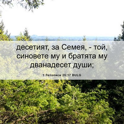 Picture 06 - 1 Летописи 25:17 BULG - десетият, за Семея, - той, - Bible Verse Picture