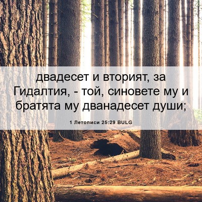 Picture 06 - 1 Летописи 25:29 BULG - двадесет и вторият, за - Bible Verse Picture