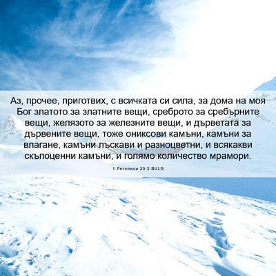 Picture 06 - 1 Летописи 29:2 BULG - Аз, прочее, приготвих, с - Bible Verse Picture