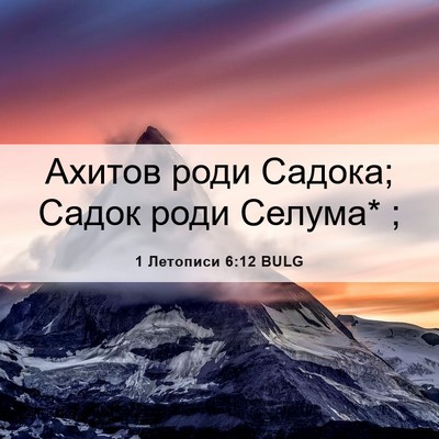 Picture 06 - 1 Летописи 6:12 BULG - Ахитов роди Садока; Садок - Bible Verse Picture