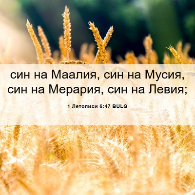 Picture 06 - 1 Летописи 6:47 BULG - син на Маалия, син на Мусия, - Bible Verse Picture