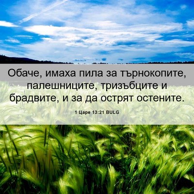Picture 06 - 1 Царе 13:21 BULG - Обаче, имаха пила за - Bible Verse Picture