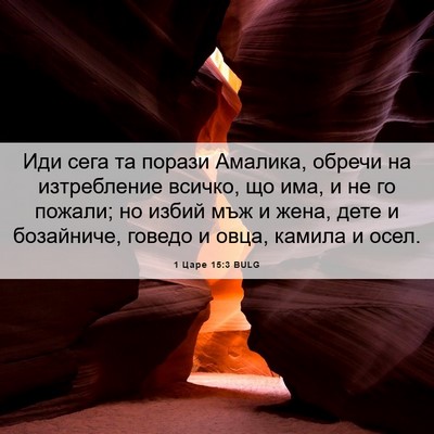 Picture 06 - 1 Царе 15:3 BULG - Иди сега та порази Амалика, - Bible Verse Picture