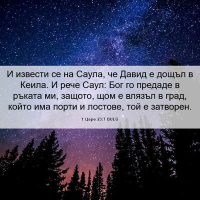 Picture 06 - 1 Царе 23:7 BULG - И извести се на Саула, че - Bible Verse Picture