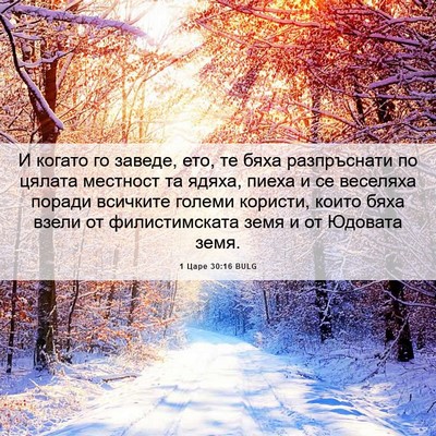 Picture 06 - 1 Царе 30:16 BULG - И когато го заведе, ето, те - Bible Verse Picture