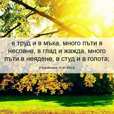 Picture 06 - 2 Коринтяни 11:27 BULG - в труд и в мъка, много пъти - Bible Verse Picture