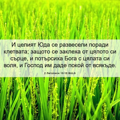 Picture 06 - 2 Летописи 15:15 BULG - И целият Юда се развесели - Bible Verse Picture