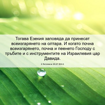 Picture 06 - 2 Летописи 29:27 BULG - Тогава Езекия заповяда да - Bible Verse Picture