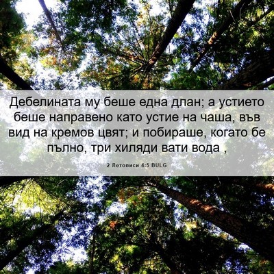 Picture 06 - 2 Летописи 4:5 BULG - Дебелината му беше една - Bible Verse Picture