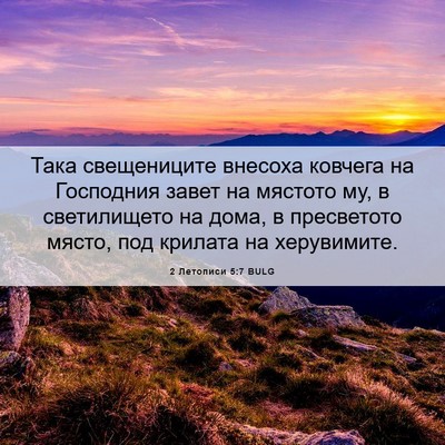 Picture 06 - 2 Летописи 5:7 BULG - Така свещениците внесоха - Bible Verse Picture