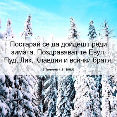 Picture 06 - 2 Тимотей 4:21 BULG - Постарай се да дойдеш - Bible Verse Picture