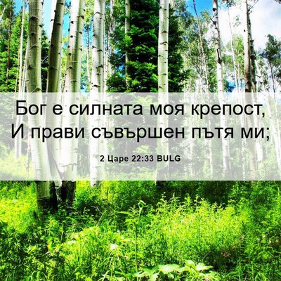 Picture 06 - 2 Царе 22:33 BULG - Бог е силната моя крепост, - Bible Verse Picture