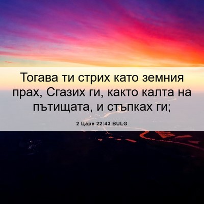 Picture 06 - 2 Царе 22:43 BULG - Тогава ти стрих като - Bible Verse Picture