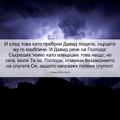 Picture 06 - 2 Царе 24:10 BULG - И след това като преброи - Bible Verse Picture