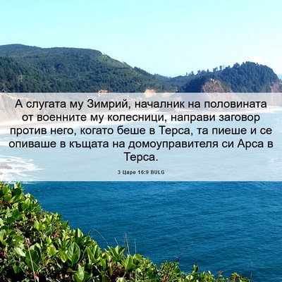 Picture 06 - 3 Царе 16:9 BULG - А слугата му Зимрий, - Bible Verse Picture