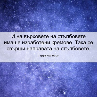 Picture 06 - 3 Царе 7:22 BULG - И на върховете на - Bible Verse Picture