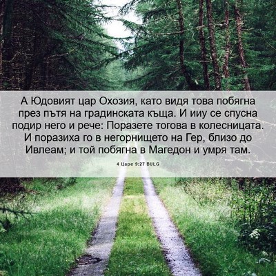 Picture 06 - 4 Царе 9:27 BULG - А Юдовият цар Охозия, като - Bible Verse Picture