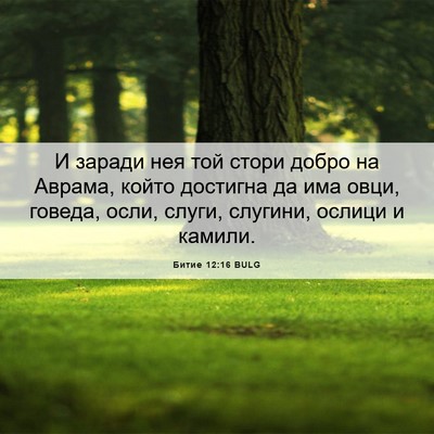 Picture 06 - Битие 12:16 BULG - И заради нея той стори - Bible Verse Picture