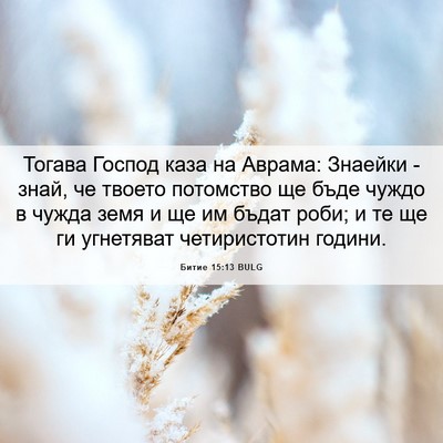 Picture 06 - Битие 15:13 BULG - Тогава Господ каза на - Bible Verse Picture