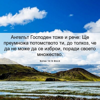 Picture 06 - Битие 16:10 BULG - Ангелът Господен тоже и - Bible Verse Picture