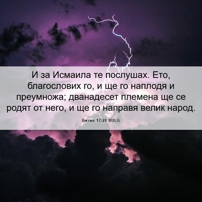 Picture 06 - Битие 17:20 BULG - И за Исмаила те послушах. - Bible Verse Picture