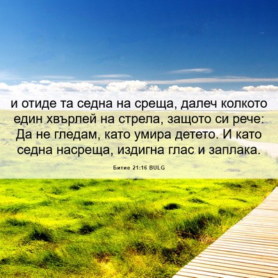 Picture 06 - Битие 21:16 BULG - и отиде та седна на среща, - Bible Verse Picture