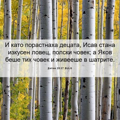 Picture 06 - Битие 25:27 BULG - И като порастнаха децата, - Bible Verse Picture