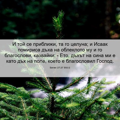 Picture 06 - Битие 27:27 BULG - И той се приближи, та го - Bible Verse Picture