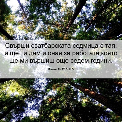 Picture 06 - Битие 29:27 BULG - Свърши сватбарската - Bible Verse Picture