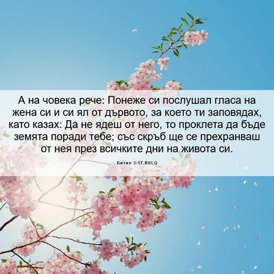 Picture 06 - Битие 3:17 BULG - А на човека рече: Понеже си - Bible Verse Picture