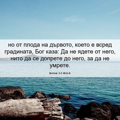 Picture 06 - Битие 3:3 BULG - но от плода на дървото, - Bible Verse Picture