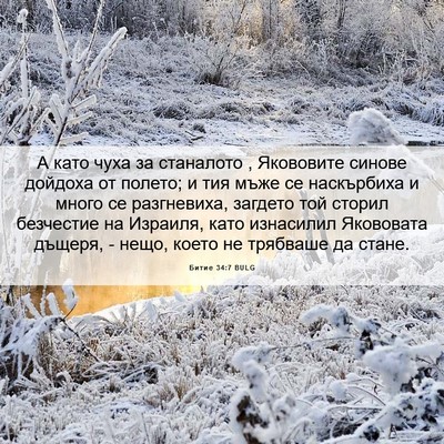 Picture 06 - Битие 34:7 BULG - А като чуха за станалото , - Bible Verse Picture