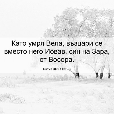 Picture 06 - Битие 36:33 BULG - Като умря Вела, възцари се - Bible Verse Picture