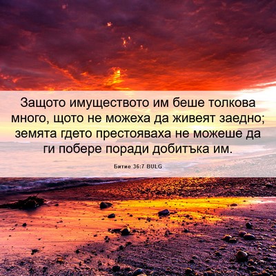 Picture 06 - Битие 36:7 BULG - Защото имуществото им беше - Bible Verse Picture