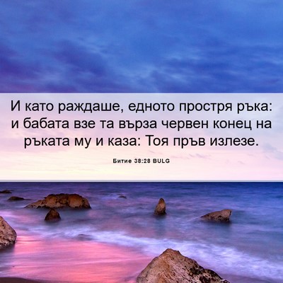 Picture 06 - Битие 38:28 BULG - И като раждаше, едното - Bible Verse Picture
