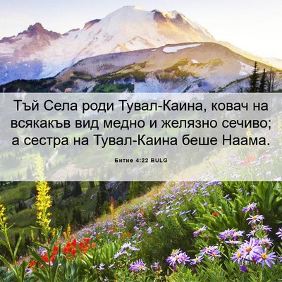 Picture 06 - Битие 4:22 BULG - Тъй Села роди Тувал-Каина, - Bible Verse Picture