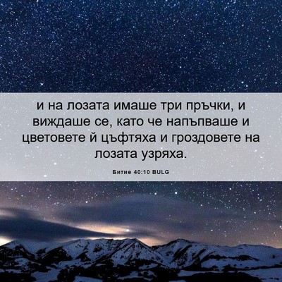 Picture 06 - Битие 40:10 BULG - и на лозата имаше три - Bible Verse Picture