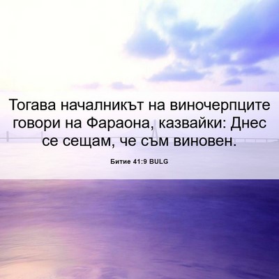 Picture 06 - Битие 41:9 BULG - Тогава началникът на - Bible Verse Picture