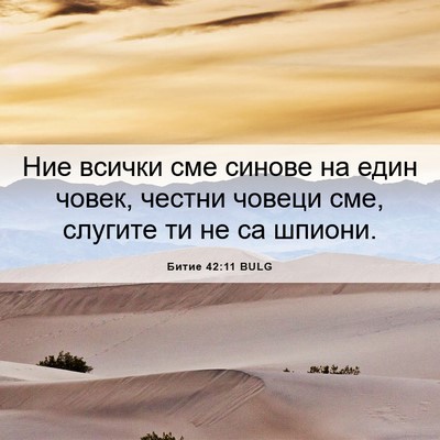 Picture 06 - Битие 42:11 BULG - Ние всички сме синове на - Bible Verse Picture