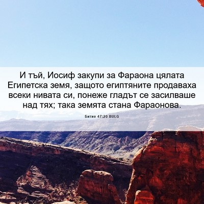 Picture 06 - Битие 47:20 BULG - И тъй, Иосиф закупи за - Bible Verse Picture