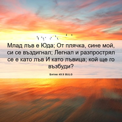 Picture 06 - Битие 49:9 BULG - Млад лъв е Юда; От плячка, - Bible Verse Picture