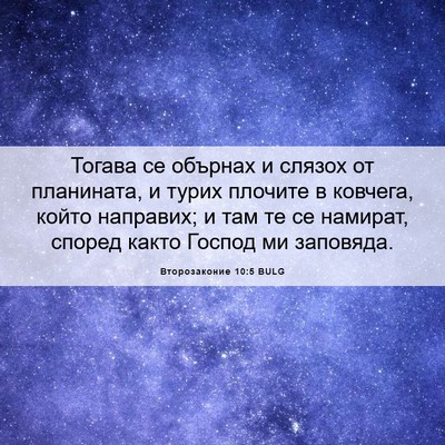 Picture 06 - Второзаконие 10:5 BULG - Тогава се обърнах и слязох - Bible Verse Picture