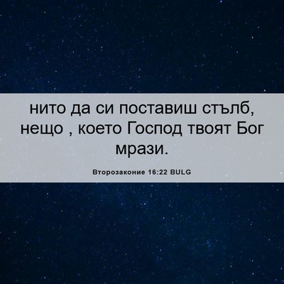 Picture 06 - Второзаконие 16:22 BULG - нито да си поставиш стълб, - Bible Verse Picture