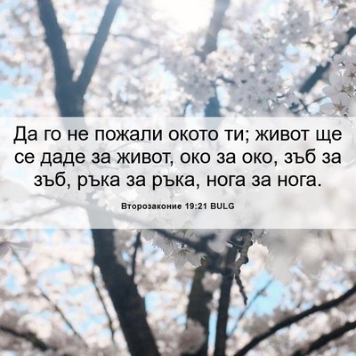 Picture 06 - Второзаконие 19:21 BULG - Да го не пожали окото ти; - Bible Verse Picture